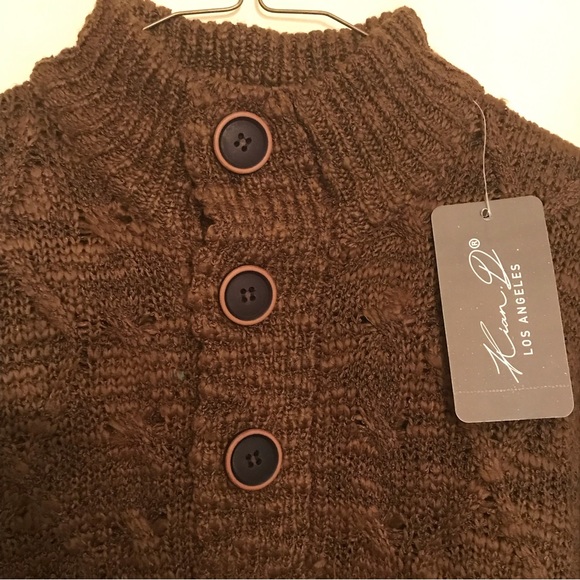 KIAN D MENS BROWN KNIT THREE BUTTON PULLOVER SWEATER - Picture 3 of 8